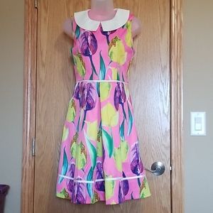 Lindy Bop Molly Sue Pink Tulips Dress